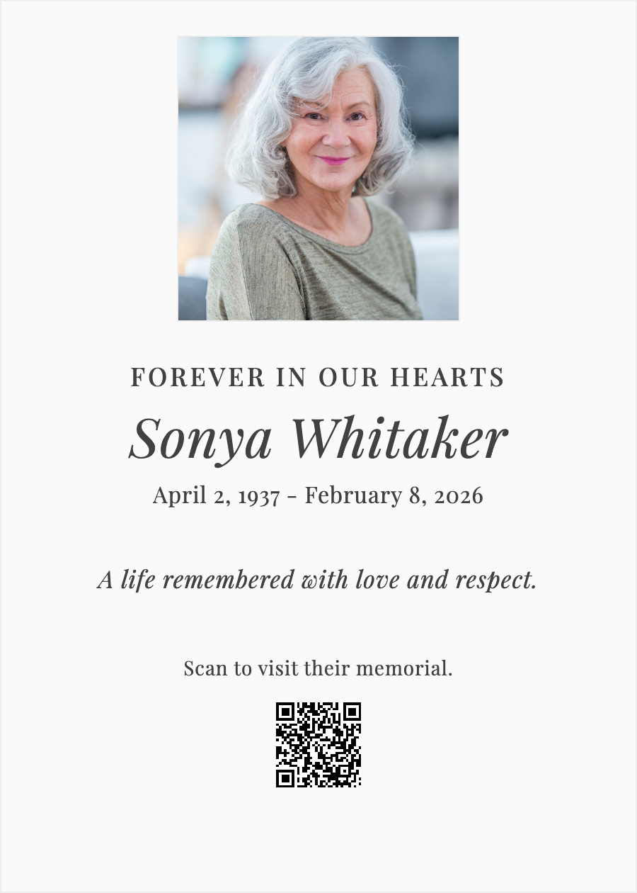 Sample memorial card design 2