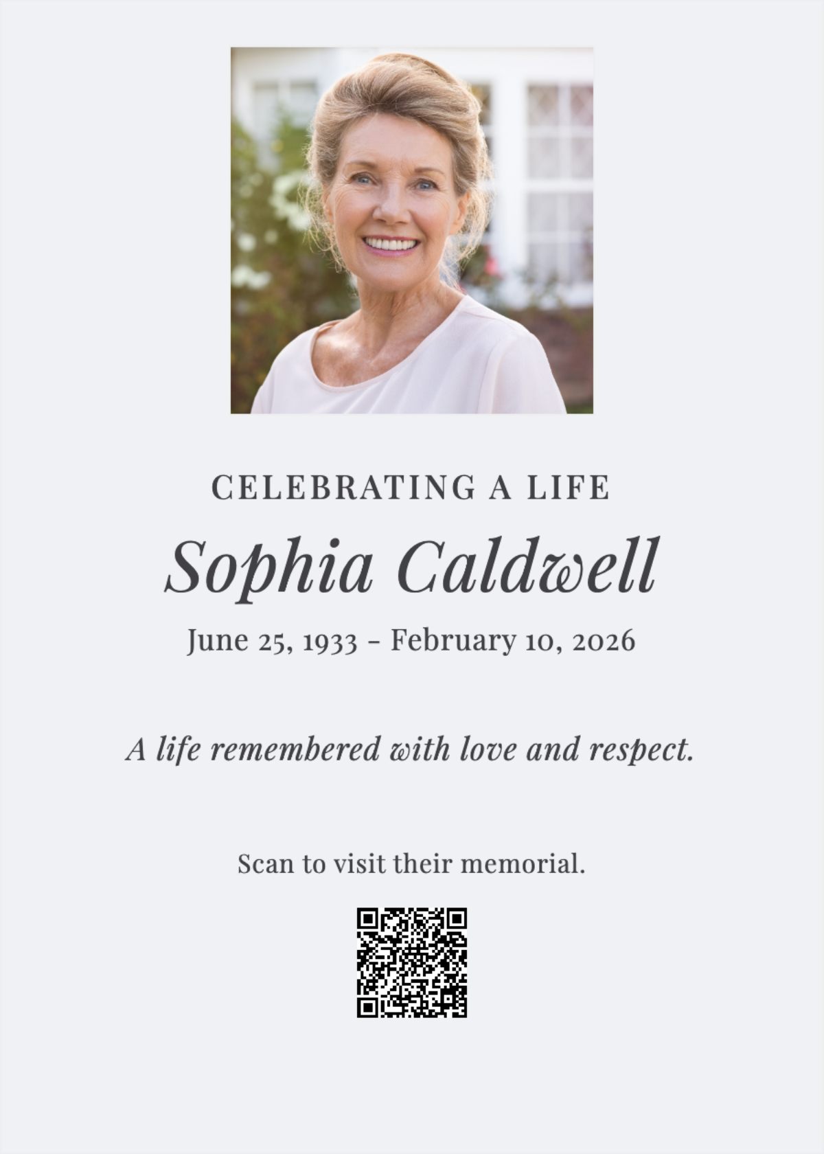 Sample memorial card design 4