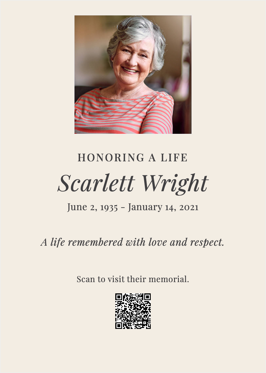 Sample memorial card design 5