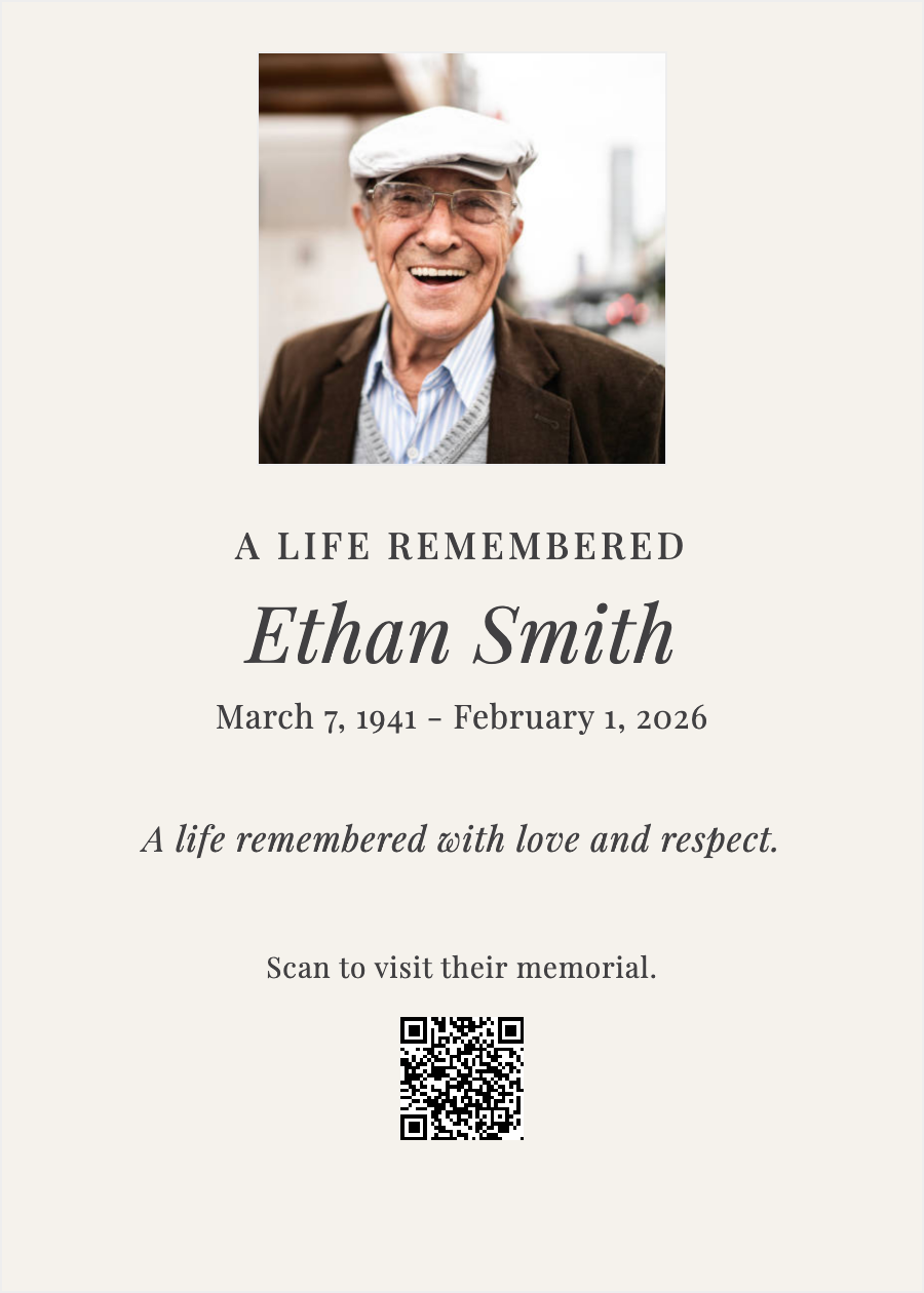 Sample memorial card design 6